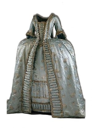 Vestido del siglo XVIII para dama de la corte color azul