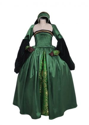 Vestido verde de época Barroco para señora de la nobleza